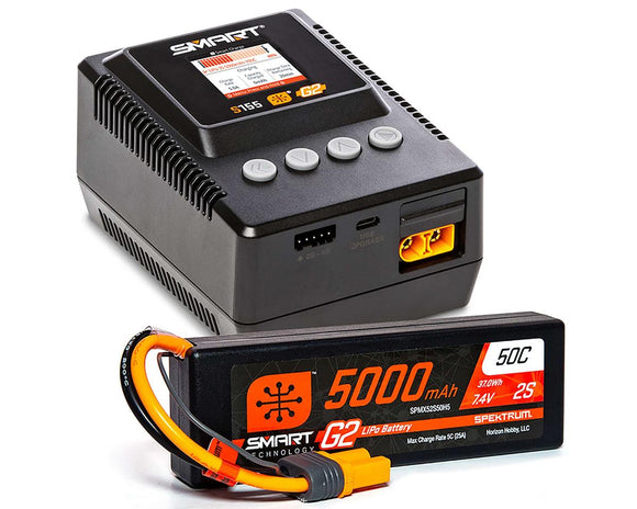 Spektrum RC Smart G2 PowerStage 2S Bundle w/2S Smart LiPo Battery (5000mAh) SPMXPSS200 - Race Dawg RC