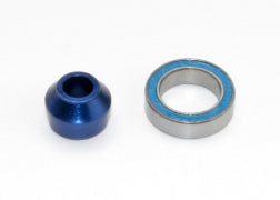 Traxxas TRA6893X Bearing adapter, 6160-T6 aluminum (blue-anodized) (1)/10x15x4mm ball bearing (blue rubber sealed) (1) (for slipper shaft) - Race Dawg RC