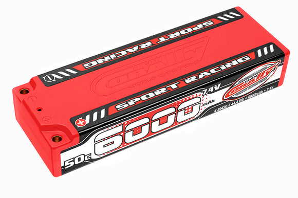 6000mAh 7.4v 2S 50C Hardcase Sport Racing LiPo Battery - - Race Dawg RC