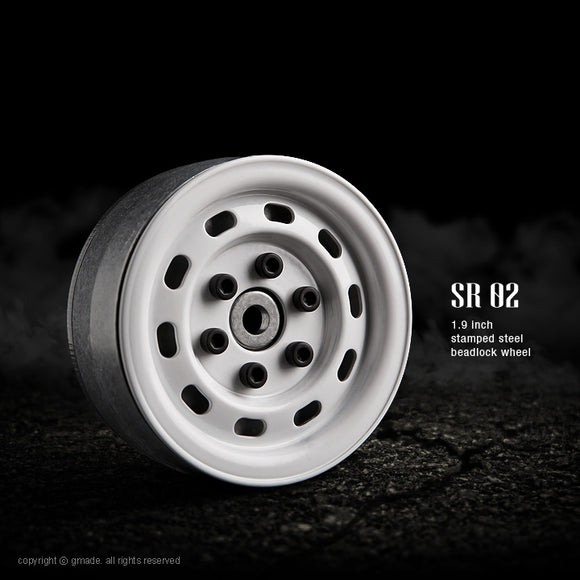 1.9 SR02 Beadlock Wheels (Gloss White) (2) - Race Dawg RC