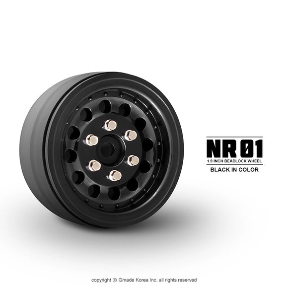 1.9 NR01 Beadlock Wheels (Black) (2) - Race Dawg RC