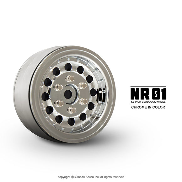 1.9 NR01 Beadlock Wheels (Chrome) (2) - Race Dawg RC