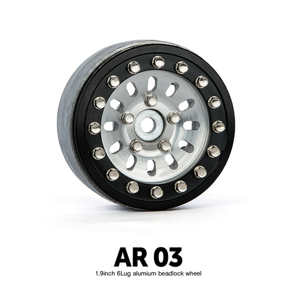 1.9 AR03 5 Lug Aluminum beadlock wheels (2) - Race Dawg RC