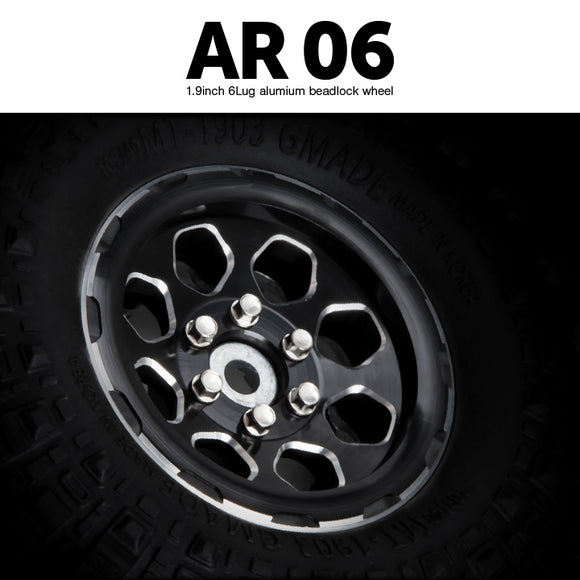 1.9 AR06 6 Lug Aluminum beadlock wheels (2) - Race Dawg RC