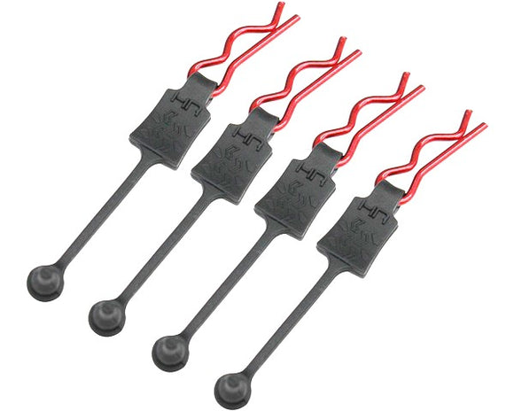 Body Clip Retainers, for 1/8th Scale, Red (4pcs) - Race Dawg RC