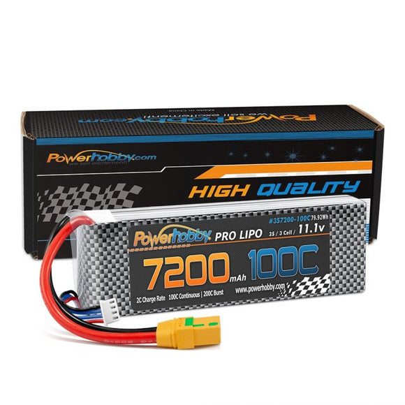 3S 11.1V 7200mAh 100C-200C LiPo Battery w/ XT90 Plug - Race Dawg RC