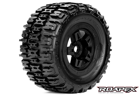 Renegade 1/8 Monster Truck Tire Black Wheel with 17mm Hex - Race Dawg RC