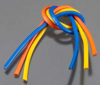10 Gauge Super Flexible Wire - 1' ea. Blue, Yellow, Orange - Race Dawg RC