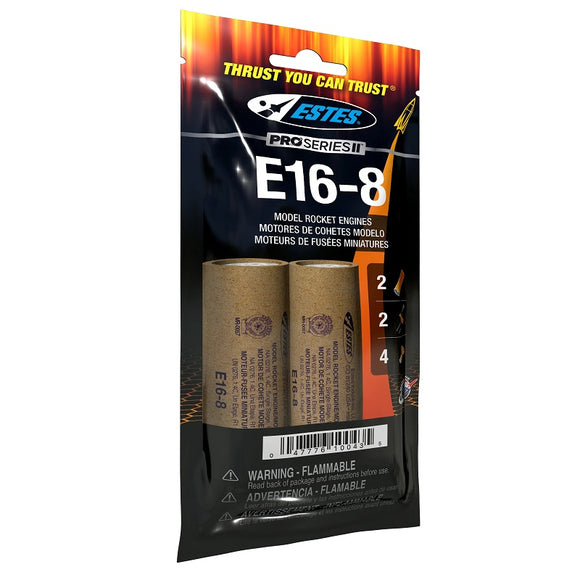 E16-8 29mm Model Rocket Engines, (2pk)