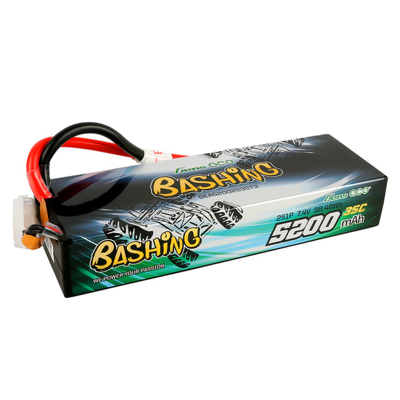 Gens Ace Bashing Series 5200mAh 7.4V 2S1P 35C Car Lipo Battery Pack Hardcase 24# With EC3, Deans And XT60 Adapter - Race Dawg RC