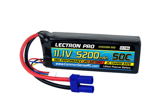 Lectron Pro 11.1V 5200mAh 50C Lipo Battery with EC5 Connector - Race Dawg RC