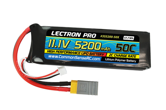 Lectron Pro 11.1V 5200mAh 50C Lipo Battery with XT60 Connector + CSRC adapter for XT60 batteries to popular RC vehicles - Race Dawg RC