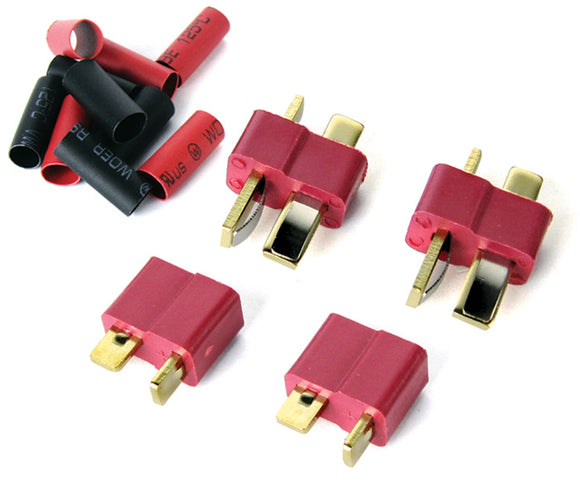 2-Pack of Common Sense RC Red Adapter for Deans-type batteries to popular RC vehicles - Race Dawg RC