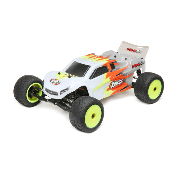 1/18 losi Mini-T 2.0 2WD Stadium Truck Brushed RTR, Gray/White - Race Dawg RC