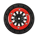 1/10 F-11 Front/Rear 2.2"/3.0" 12mm Short Course Wheels (2) Red/Blk - Race Dawg RC