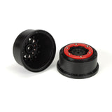 1/10 F-11 Front/Rear 2.2"/3.0" 12mm Short Course Wheels (2) Red/Blk - Race Dawg RC