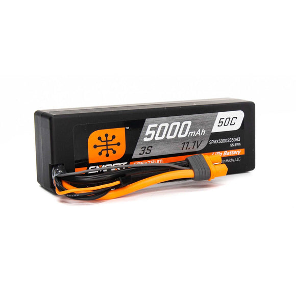 11.1V 5000mAh 3S 50C Smart Hardcase LiPo Battery: IC3 SPMX50003S50H3 - Race Dawg RC