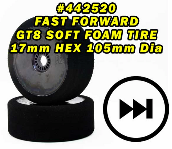 Sweep FAST FORWARD SOFT FOAM TIRES for GT8 17mm HEX 2pcs set - Race Dawg RC