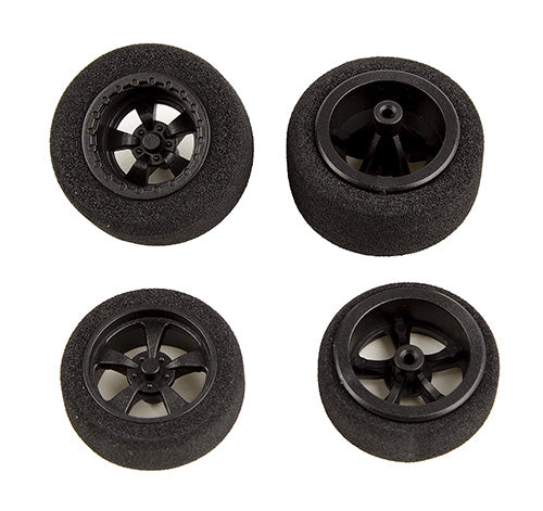 DR28 Front or Rear Wheels & Tires, Mounted, Black (2 per b - Race Dawg RC
