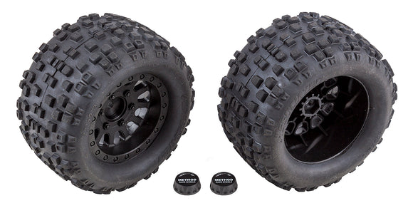 Rival MT10 Tires and Method Wheels, Mounted, Hex, Black - Race Dawg RC