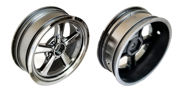 Drag Front Wheels, 2.2/3.0in 12mm Hex, Black Chrome - Race Dawg RC