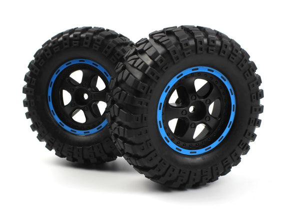 Smyter Desert Wheels/Tires Assembled (Black/Blue) - Race Dawg RC