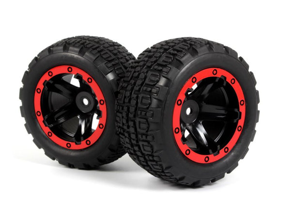 Slyder ST Wheels/Tires Assembled (Black/Red) - Race Dawg RC