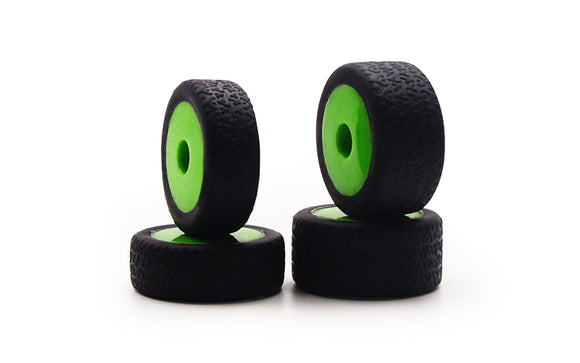 GT24B Tires, Mounted (4): Green Wheels - Race Dawg RC