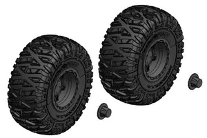Tire and Wheel Set - Truck - Black Rims - 1 Pair: Mammoth, - Race Dawg RC