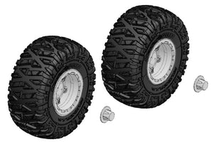 Tire and Wheel Set - Truck - Chrome Rims - 1 Pair: Mammoth, - Race Dawg RC