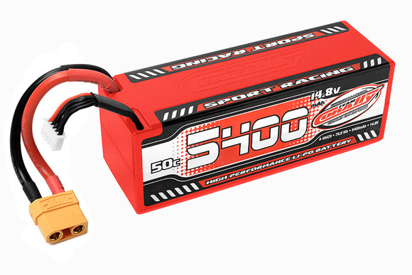 5400mAh 14.8v 4S 50C Hardcase Sport Racing LiPo Battery with - Race Dawg RC