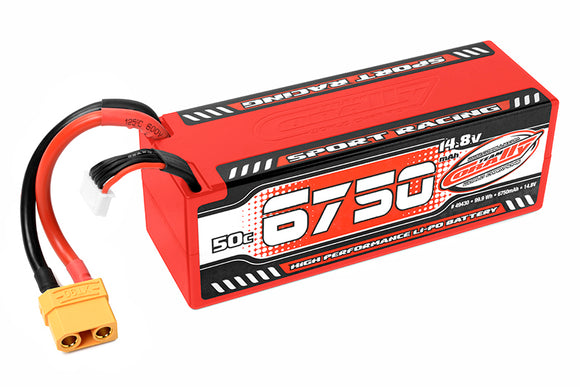 6750mAh 14.8v 4S 50C Hardcase Sport Racing LiPo Battery with - Race Dawg RC