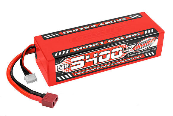 5400mAh 11.1v 3S 50C Hardcase Sport Racing LiPo Battery with - Race Dawg RC