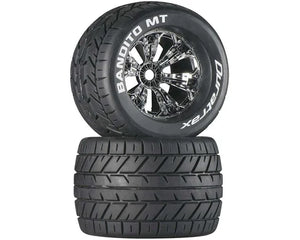 DuraTrax Bandito MT 3.8" Mounted 1/2" Offset Tires, Chrome (2) - Race Dawg RC