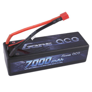 Gens ace 7000mAh 7.4V 50C 2S2P HardCase Lipo Battery Pack 10# with 4.0mm bullet to Deans plug - Race Dawg RC