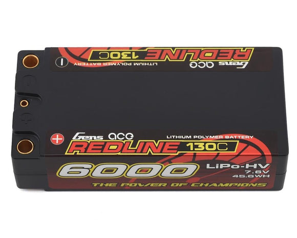 Gens Ace Redline 2S 130C LiHV Battery Pack w/5mm Bullets (7.6V/6000mAh) - Race Dawg RC