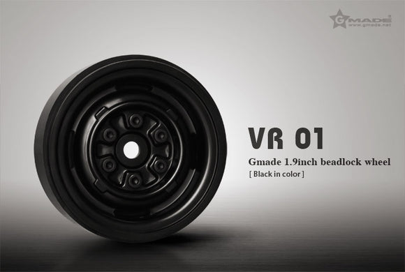 1.9 VR01 Beadlock Wheels (Black) (2) - Race Dawg RC