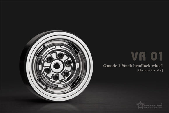 1.9 VR01 Beadlock Wheels (Chrome) (2) - Race Dawg RC
