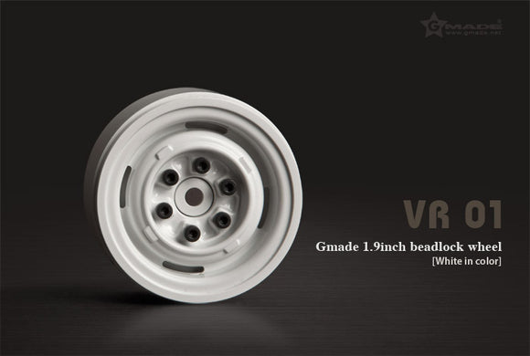 1.9 VR01 Beadlock Wheels (White) (2) - Race Dawg RC