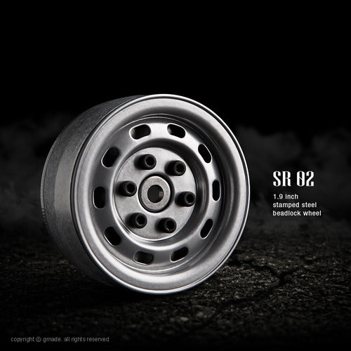 1.9 SR02 Beadlock Wheels (Semigloss Silver) (2) - Race Dawg RC