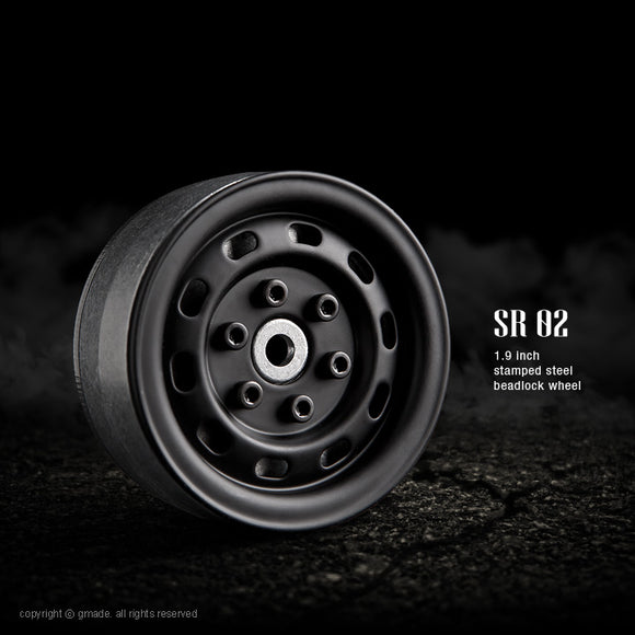 1.9 SR02 Beadlock Wheels (Matt Black) (2) - Race Dawg RC