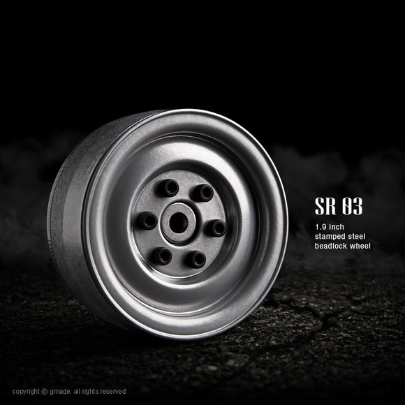 1.9 SR03 Beadlock Wheels (Semigloss Silver) (2) - Race Dawg RC
