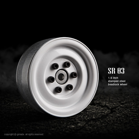 1.9 SR03 Beadlock Wheels (Gloss White) (2) - Race Dawg RC