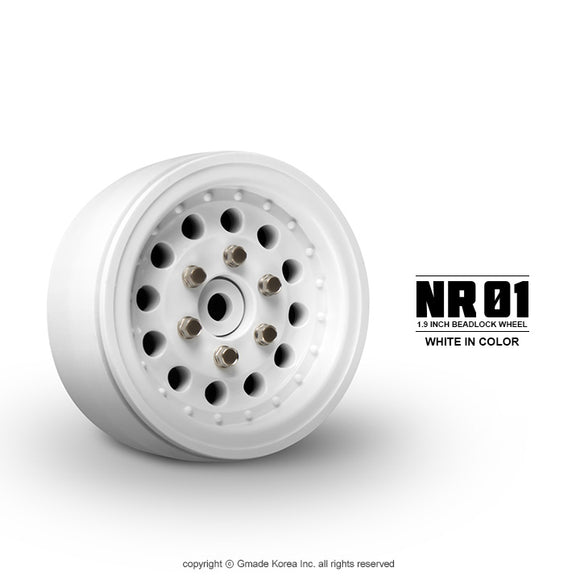 1.9 NR01 Beadlock Wheels (White) (2) - Race Dawg RC