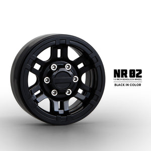 NR02 1.9" Beadlock Wheels Black (2) - Race Dawg RC