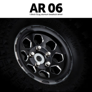 1.9 AR06 5 Lug Aluminum beadlock wheels (2) - Race Dawg RC