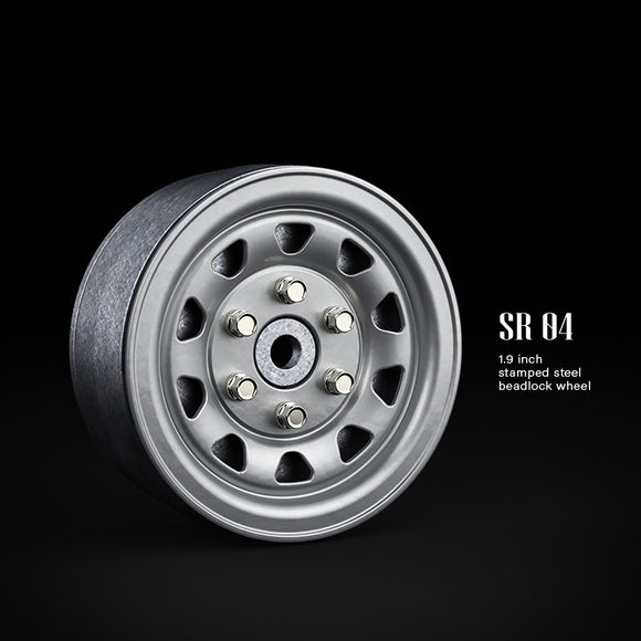 1.9 SR04 Beadlock Wheels (Semigloss Silver) (2) - Race Dawg RC