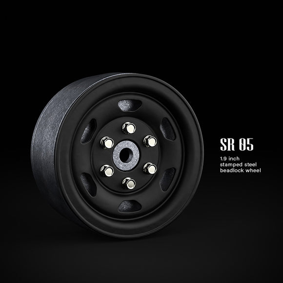 1.9 SR05 Beadlock Wheels (Matt Black) (2) - Race Dawg RC