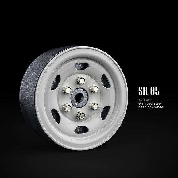 1.9 SR05 Beadlock Wheels (Gloss White) (2) - Race Dawg RC