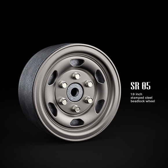 1.9 SR05 Beadlock Wheels (Uncoated Silver) (2) - Race Dawg RC